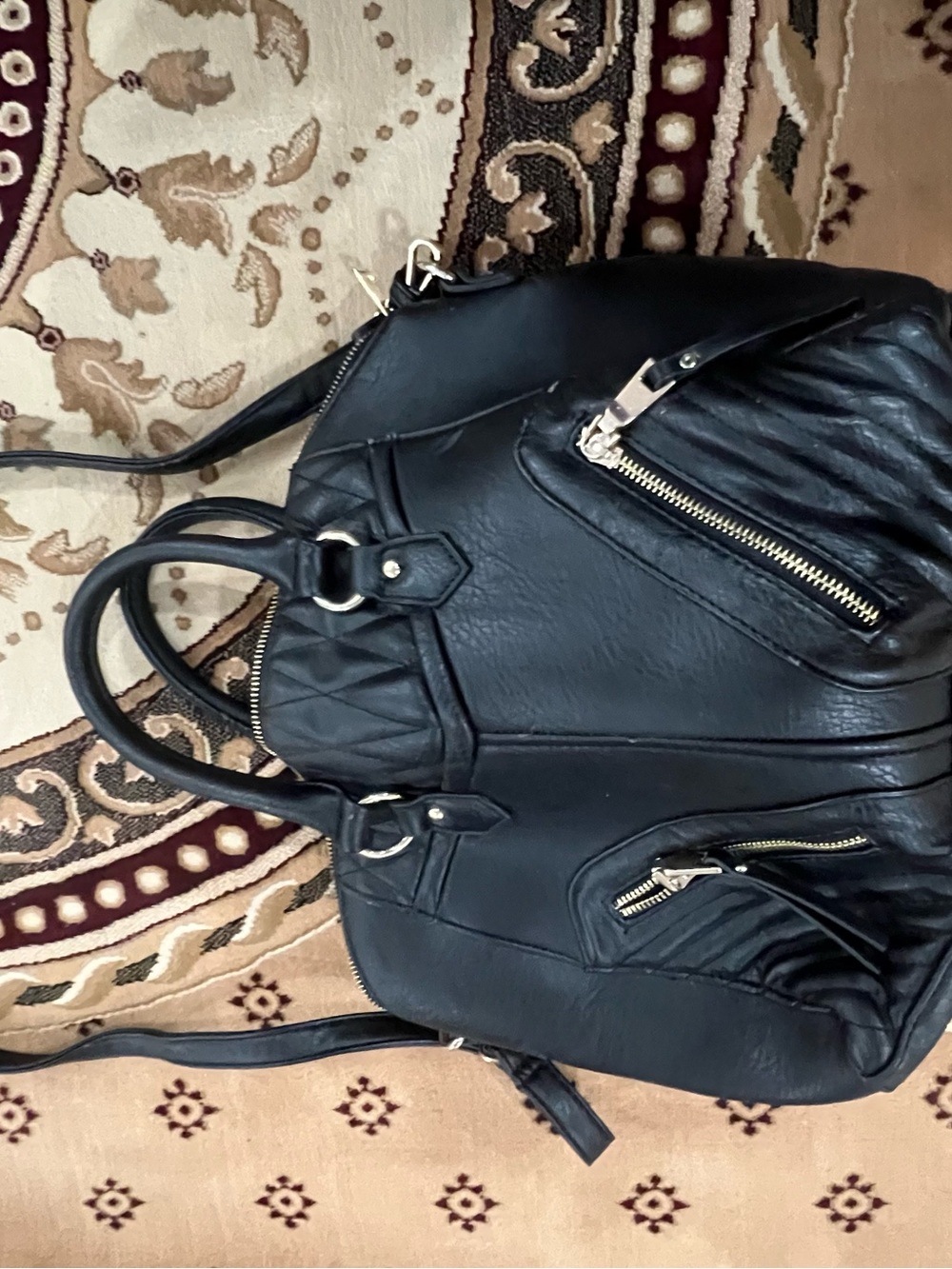 Classic Black Satchel Handbag with Gold Hardware - Picture 3 of 3